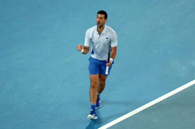 Novak Djokovic celebrates victory