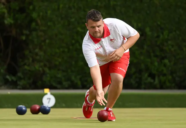 Jamie Walker representing Team England during the Men's Singles at Birmingham 2022 Commonwealth Games