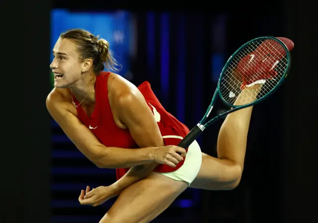 Aryna Sabalenka serves