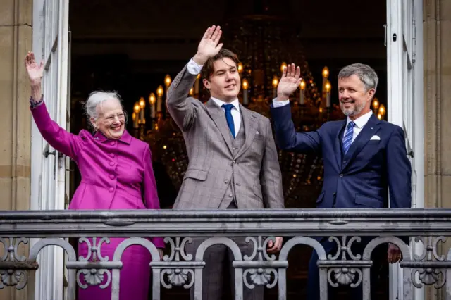 Queen Margrethe, Prince Christian, and Crown Prince Frederik