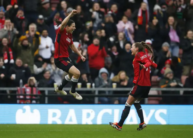 Rachel Williams celebrates for Man Utd