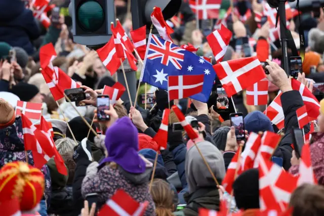 An Australian flag being waved in Copenhagen today