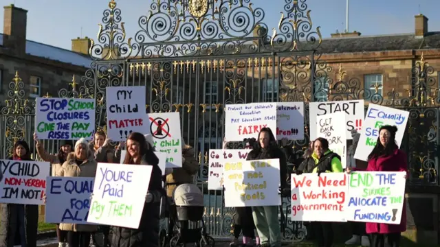 Protesters at gates