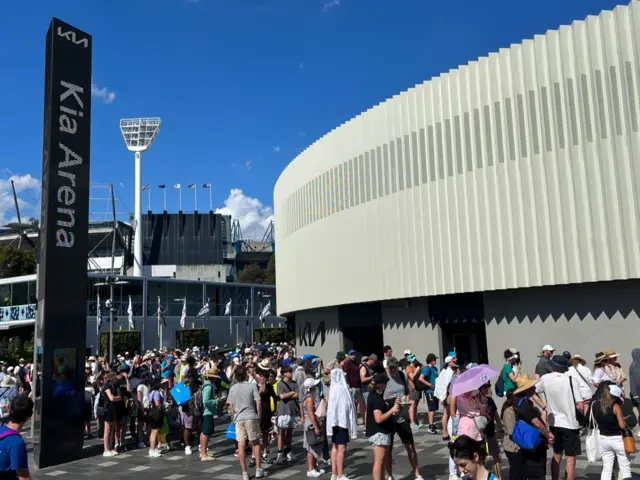 Fans waiting outside Kia Arena