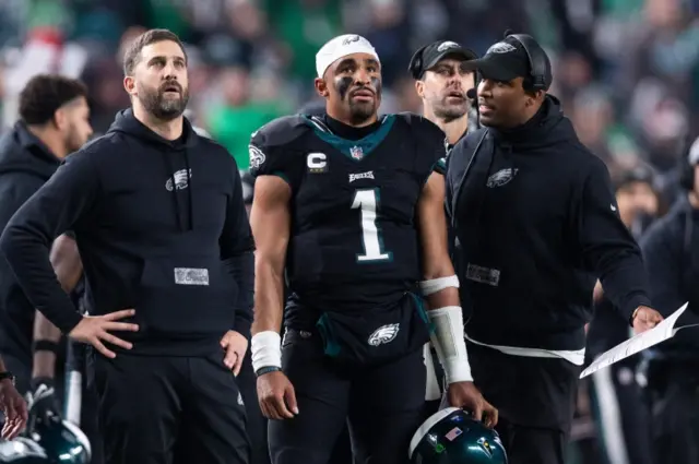 Philadelphia Eagles head coach Nick Sirianni and quarterback Jalen Hurts