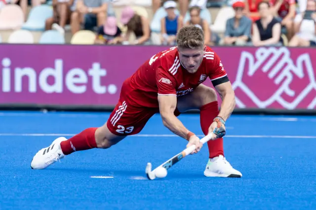 Nick Bandurak representing England during the 2023 Men's Euro Hockey Championship