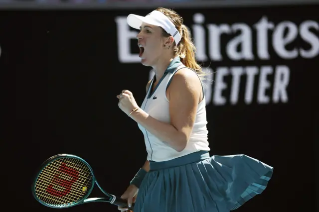 Anastasia Pavlyuchenkova pumps her fist in celebration