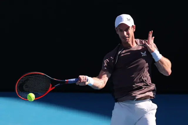 Andy Murray hits a forehand shot