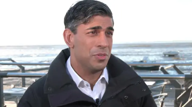 Rishi Sunak speaks to reporters in Essex