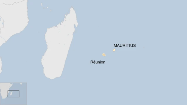 Map of Reunion and Mauritius