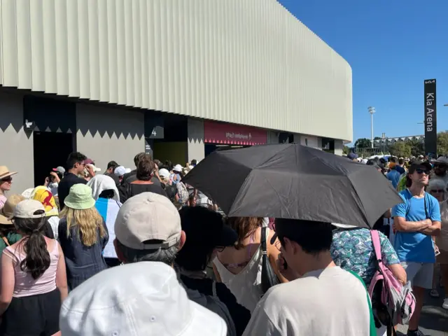 Fans waiting outside Kia Arena