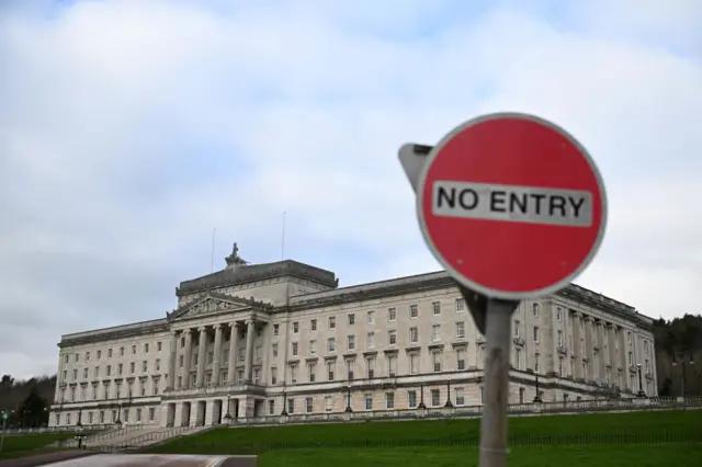 General views of Stormont can be seen on March 1, 2023 in Belfast, Northern Ireland.