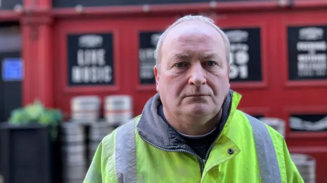 Member of the public Francis Boyle giving his support for the strikes