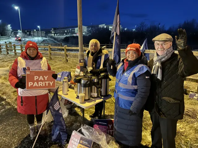 Members of the Royal College of Nursing at the picket line