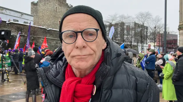 Shows Eamonn McCann in Guildhall Square