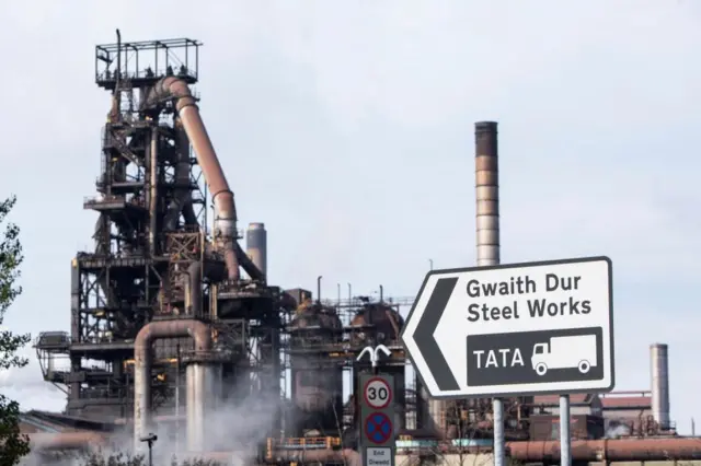 General view of the Tata Steel facility in Port Talbot