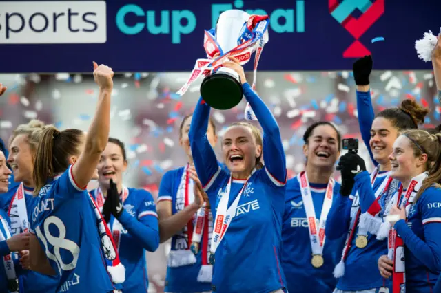 Rangers lift the SWPL Cup trophy in 2022