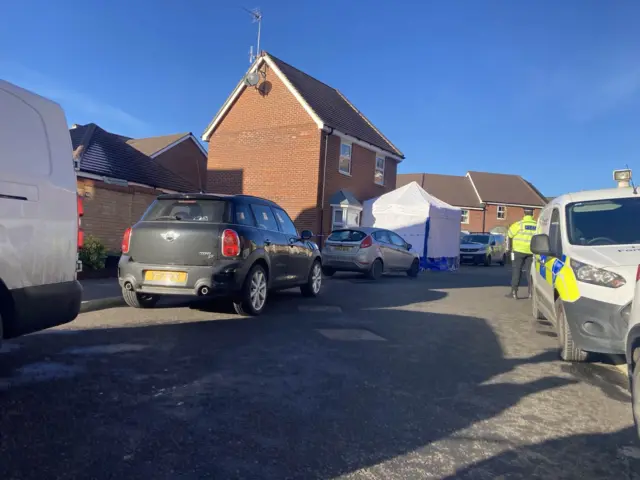 Police outside a house in Costessey