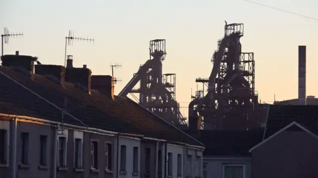 Port Talbot houses with steelworks in background