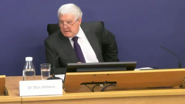 Chair Sir Wyn Williams at the Post Office inquiry