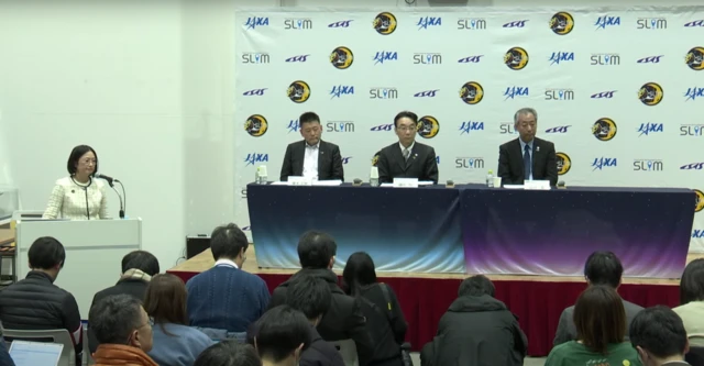 Jaxa officials fielding questions from the media