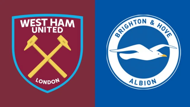 West Ham and Brighton badges side by side.