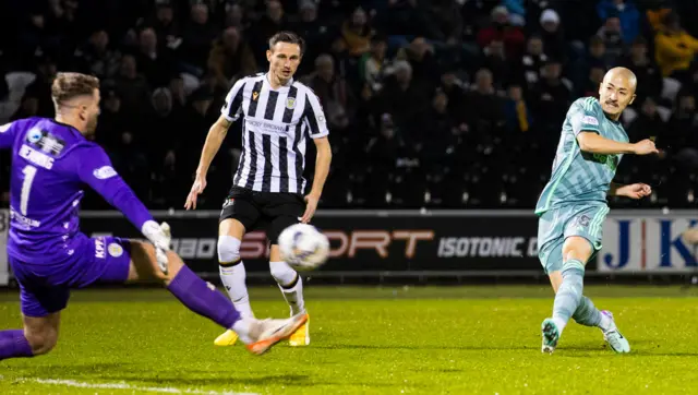 Daizen Maeda scores to make it 1-0 Celtic v St Mirren