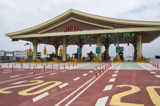 A general view of the Jomo Kenyatta International Airport toll station on the Nairobi expressway in Nairobi on September 8, 2023.