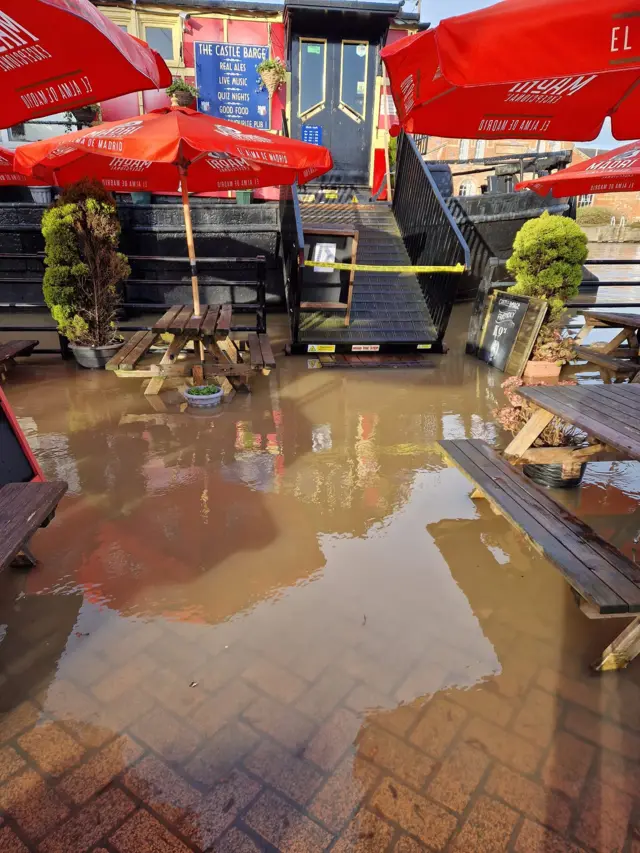 Pub entrance flooded