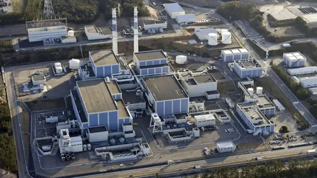 An aerial view shows Shika Nuclear Power Station after an earthquake hit