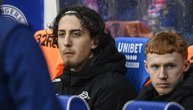 Fabio Silva on the Rangers bench