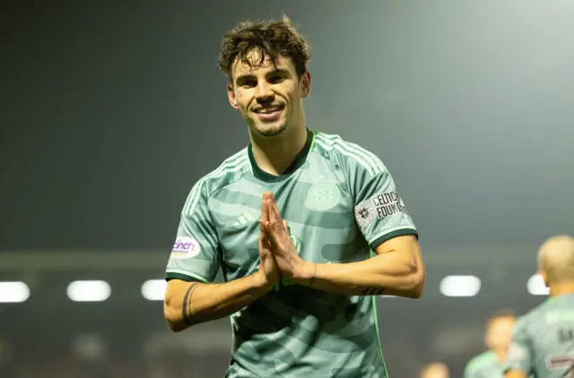 Matt O'Riley celebrates making it 2-0 celtic