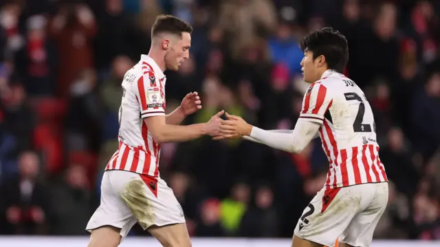 Stoke celebrate scoring