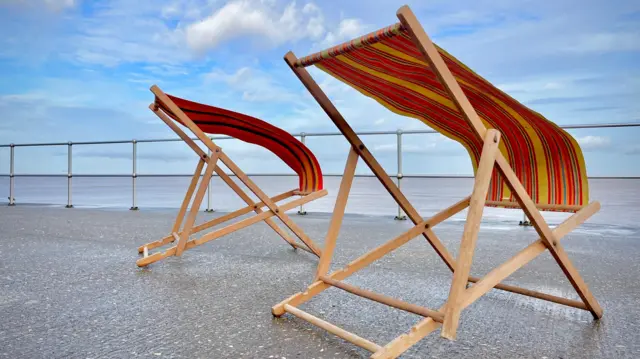 Beach chairs in the wind