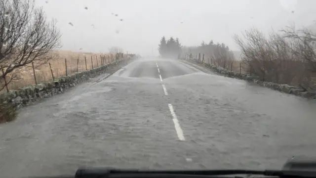 A flooded road