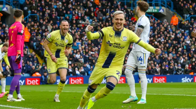 Liam Millar celebrates for Preston