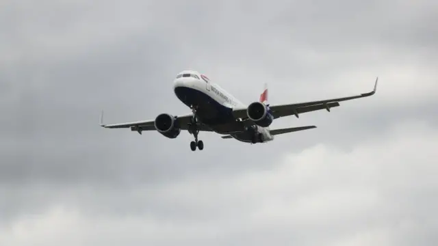 Plane landing at Heathrow