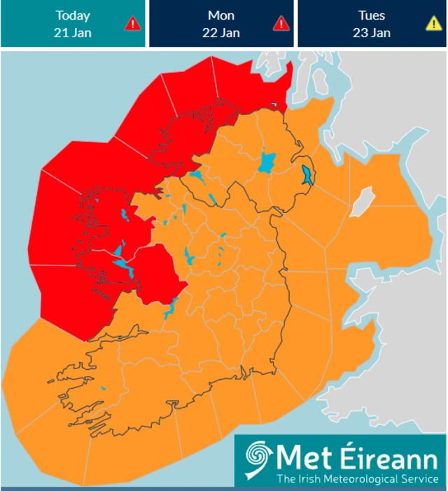 Weather alert for Ireland