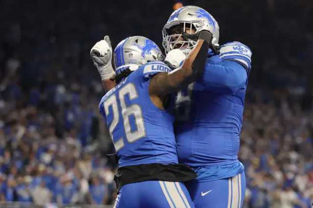 Detroit Lions celebrate a TD