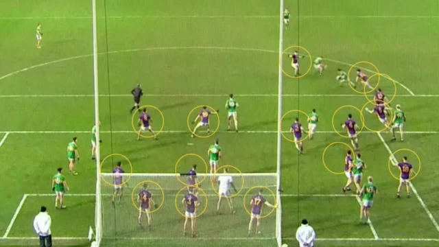 Kilmacud (in purple) had 16 players defending their goal in the dying seconds at Croke Park