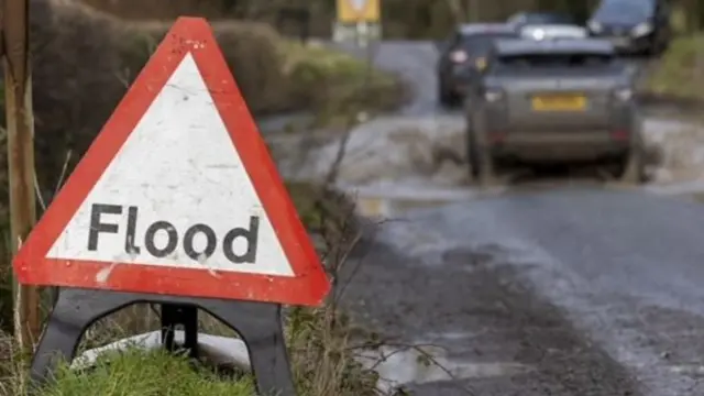 A storm flooded road