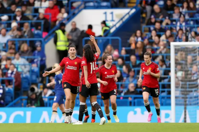 Manchester United players celebrate