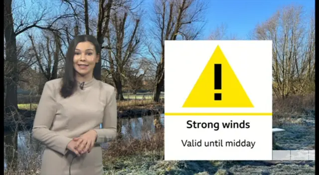 BBC weather presenter Katerina Christodoulou warning residents of strong winds