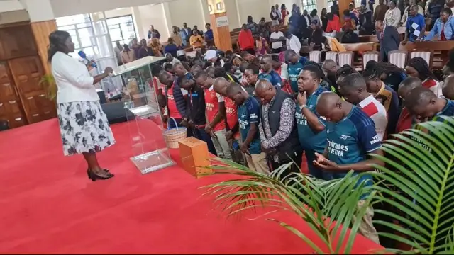 Arsenal fans in a Nairobi church