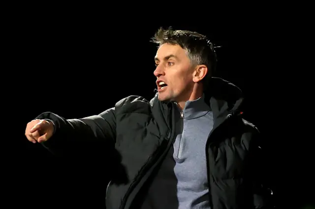 Kieran McKenna gestures on the touchline