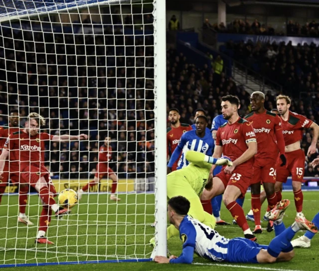 Tommy Doyle clears the ball off the line