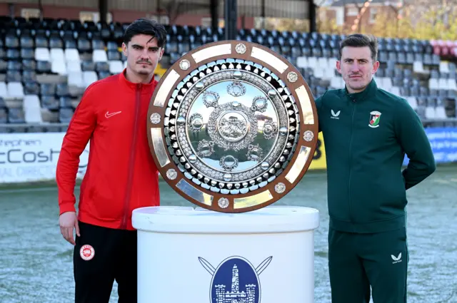 Larne's Shaun Want pictured alongside Glentoran's Marcus Kane