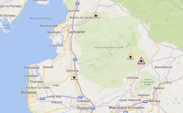 Flood warnings in North West England