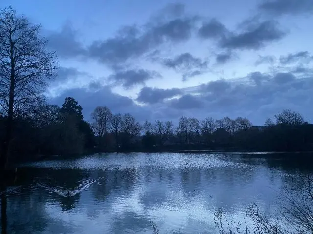 A pond in Crawley following the storm