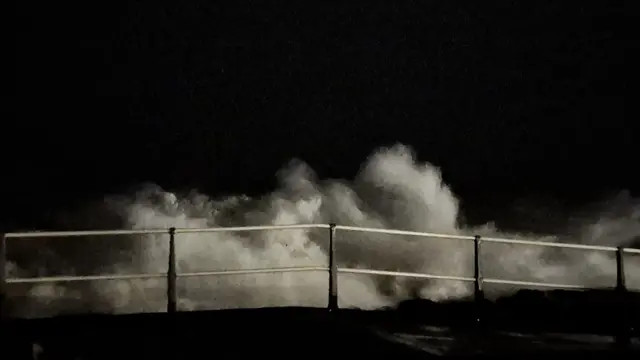 Big waves hitting shore